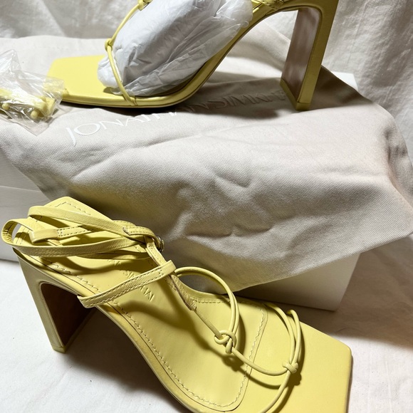 Jonathan Simkhai Niki strapy leather sandals in Chamomile yellow block heel NWT - Picture 8 of 8
